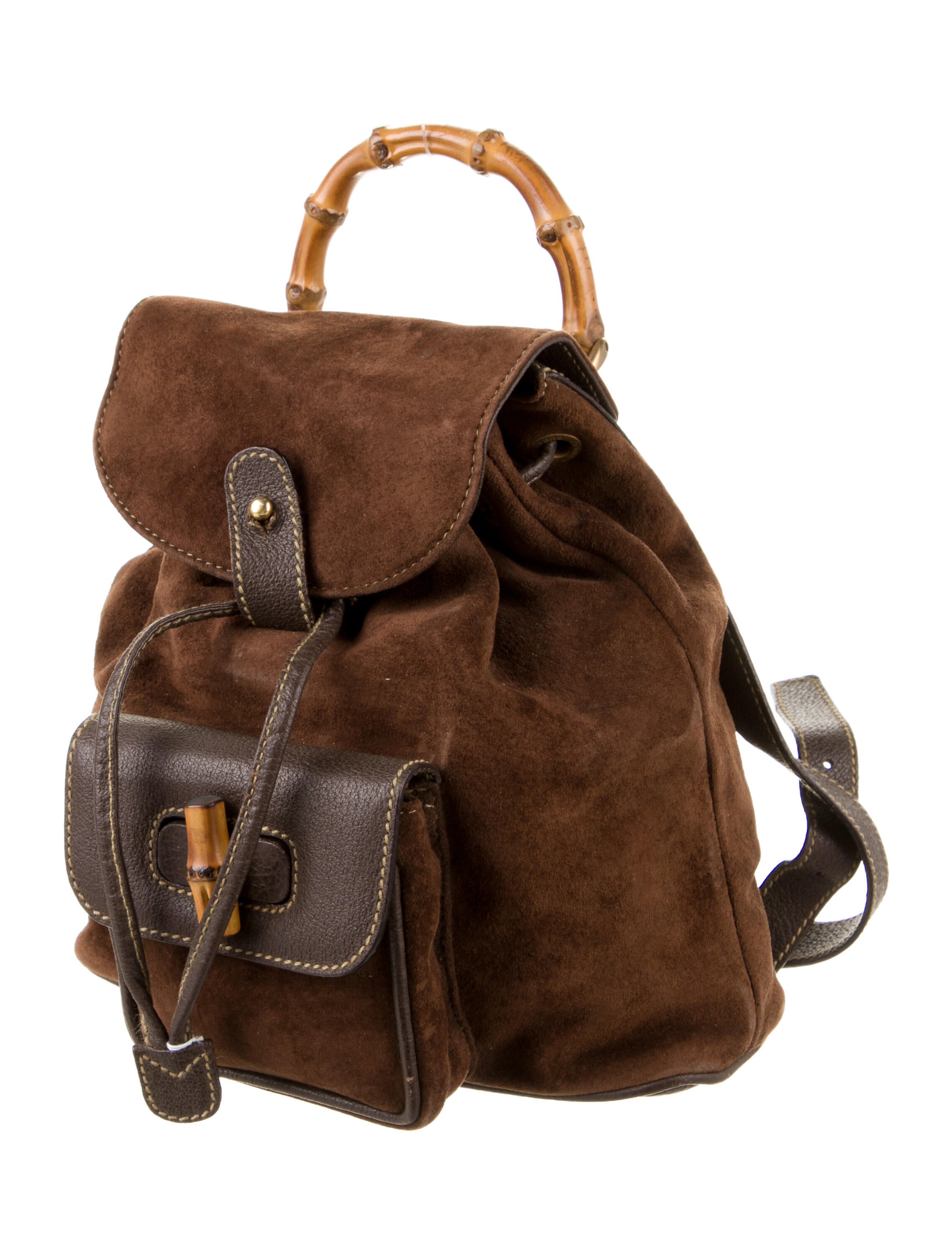 Gucci Vintage Mini Bamboo Backpack Brown Backpacks, Handbags
