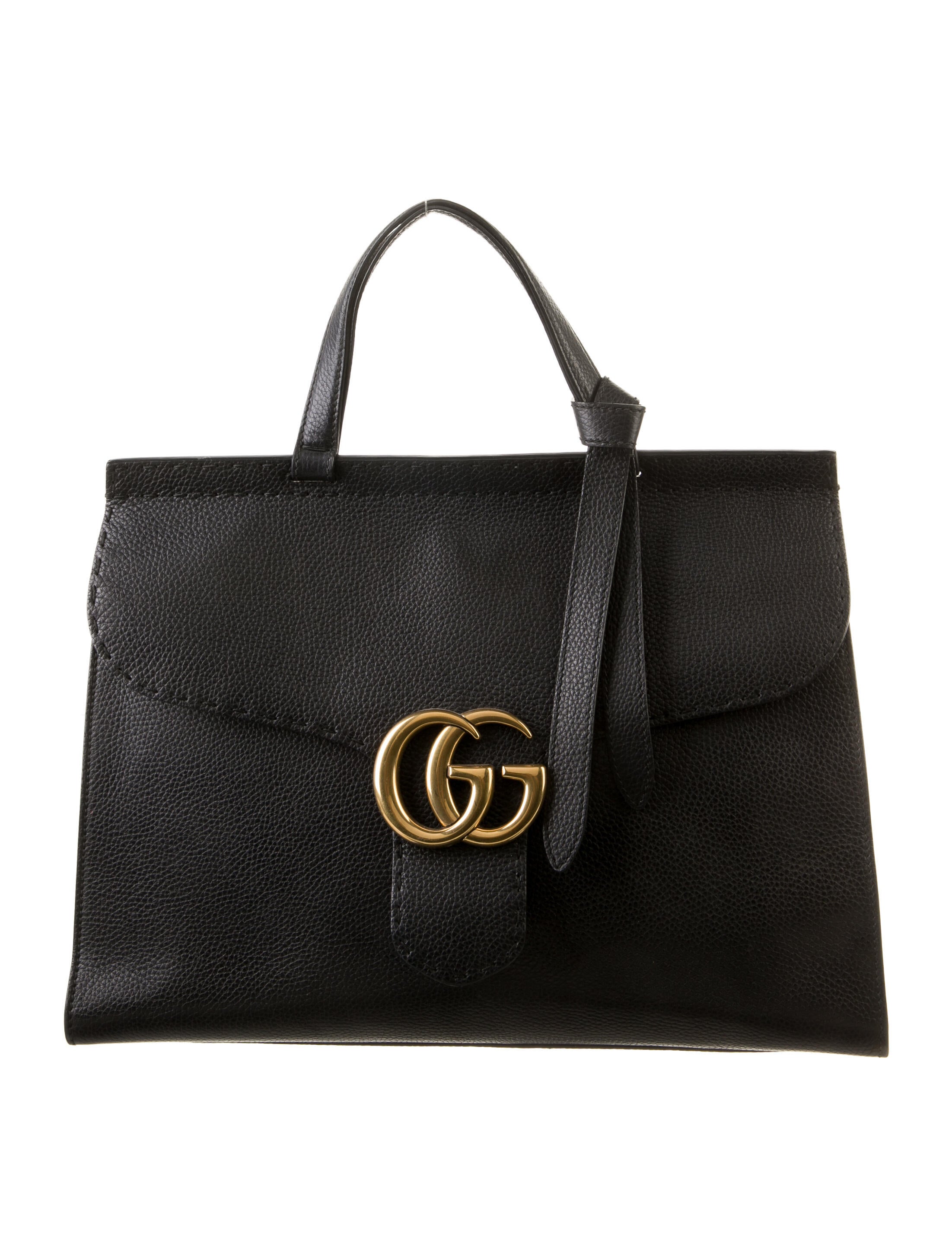 Gucci Medium GG Marmont Top Handle Bag Black Totes, Handbags
