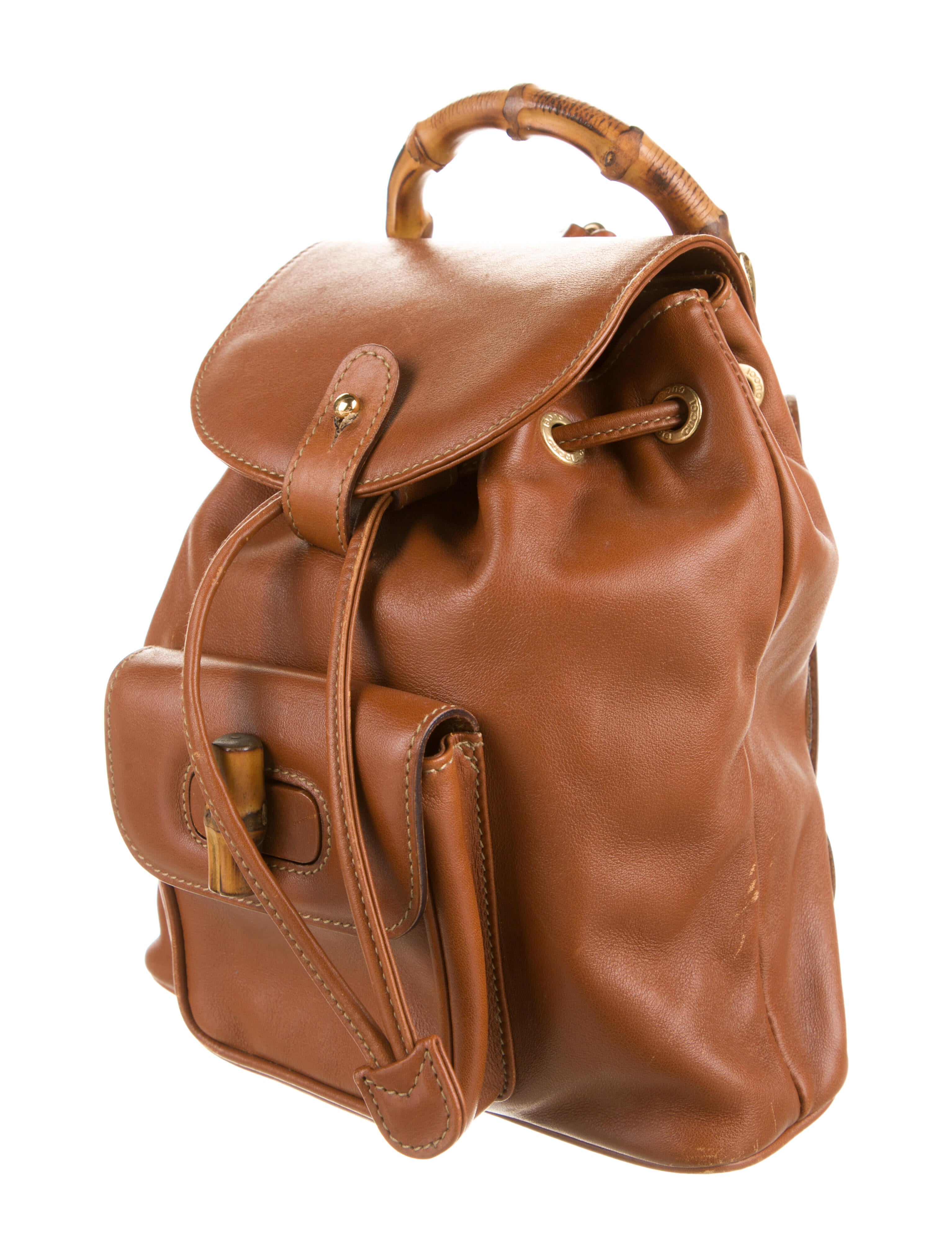 Gucci Vintage Mini Bamboo Backpack Brown Backpacks, Handbags