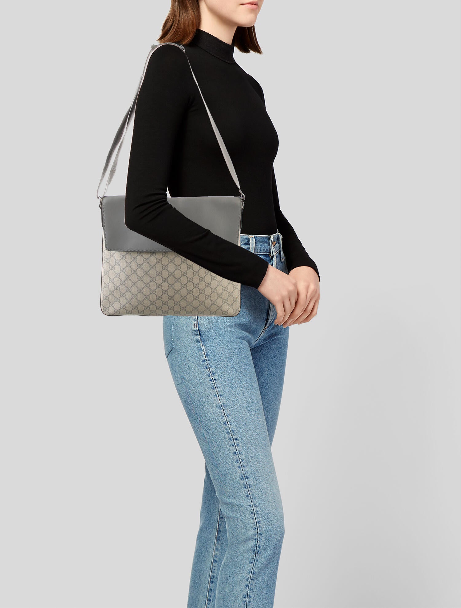 Gucci GG Supreme Flap Messenger Bag Neutrals Crossbody Bags, Handbags