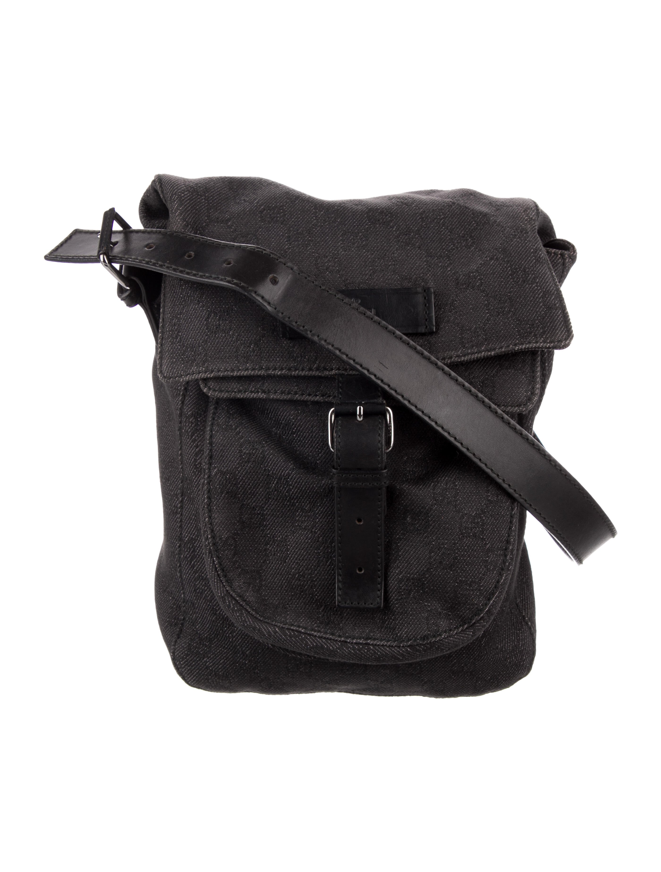 Gucci GG Canvas Eclipse Messenger Bag Grey Crossbody Bags, Handbags