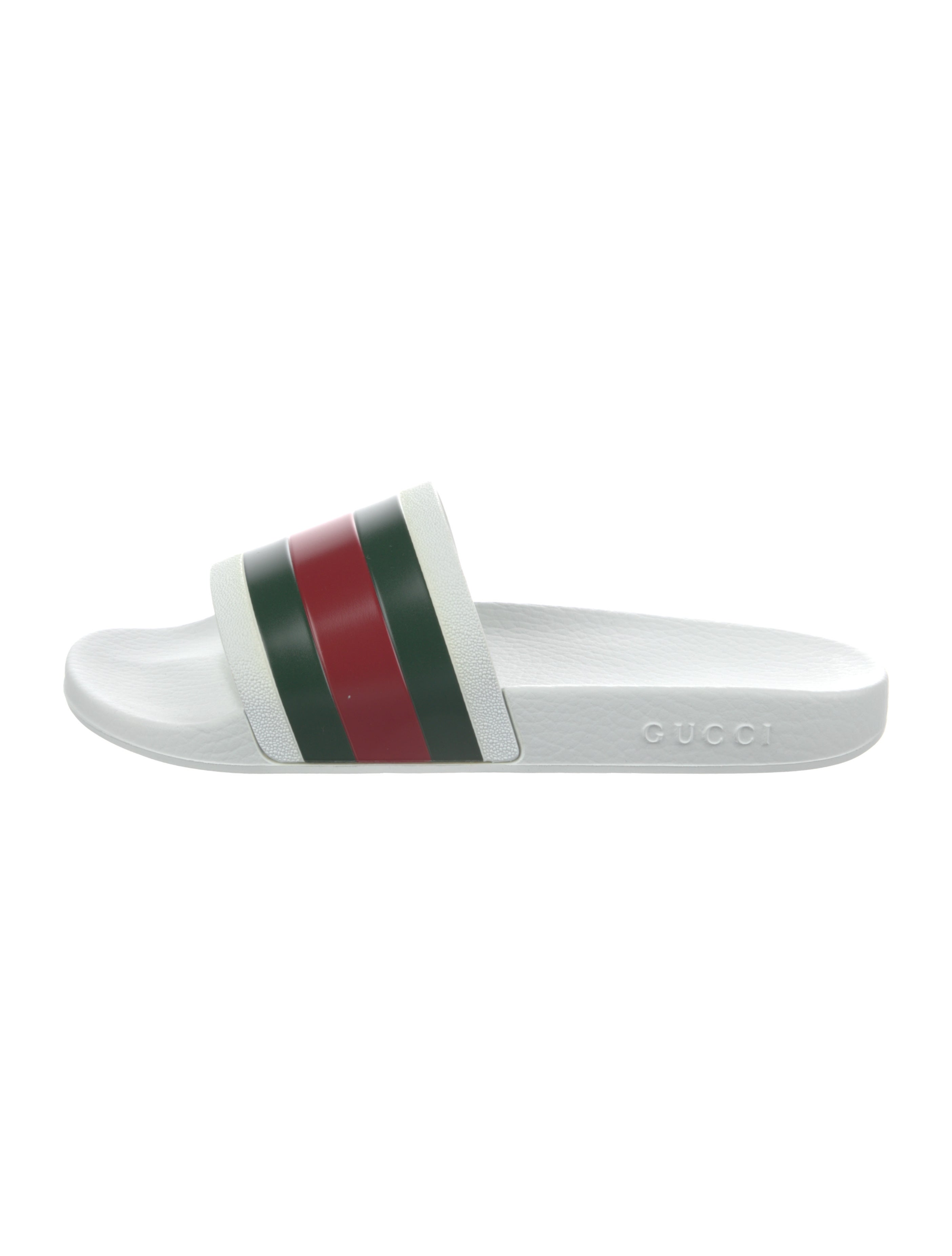 Gucci  Accent Leather Slides White Sandals, Shoes GUC1232713 The RealReal