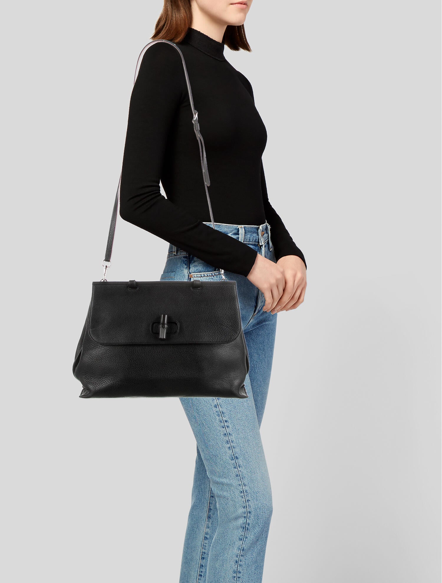 Gucci Bamboo Daily Top Handle Bag Black Handle Bags, Handbags