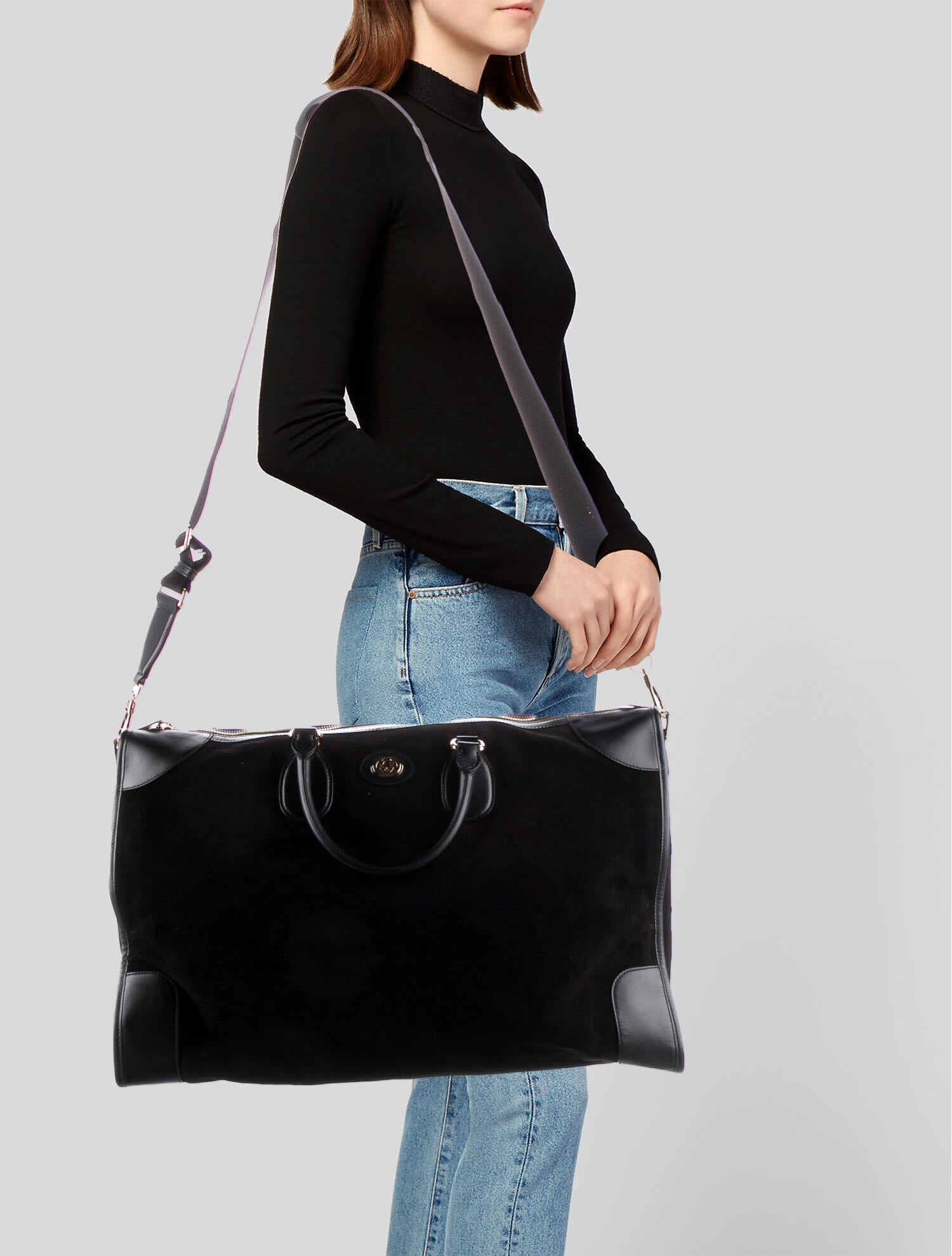 Gucci GG Large Leather Duffle Bag Black Luggage and Travel, Handbags