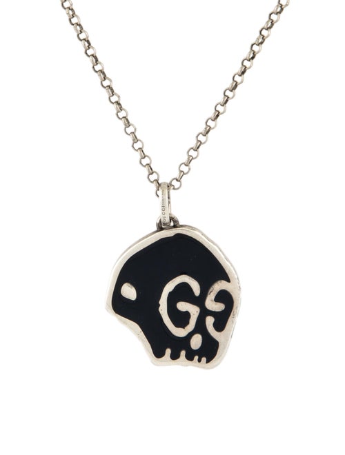 Gucci Enamel Gucci Ghost Skull Pendant Necklace