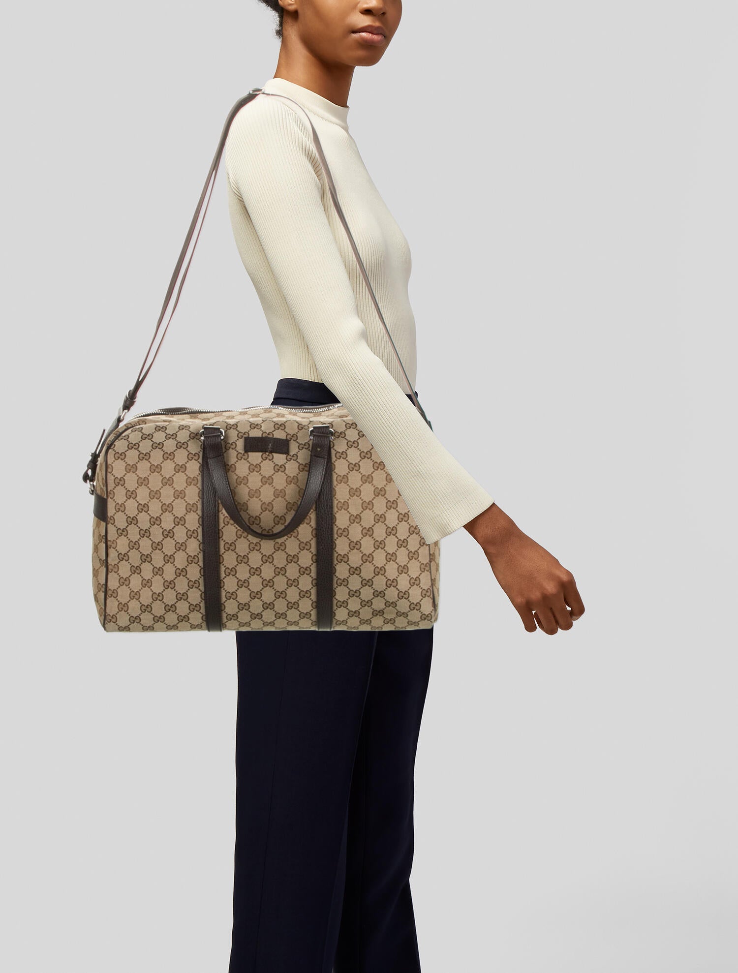 Gucci GG Canvas Boston Duffle Bag Neutrals Luggage and Travel
