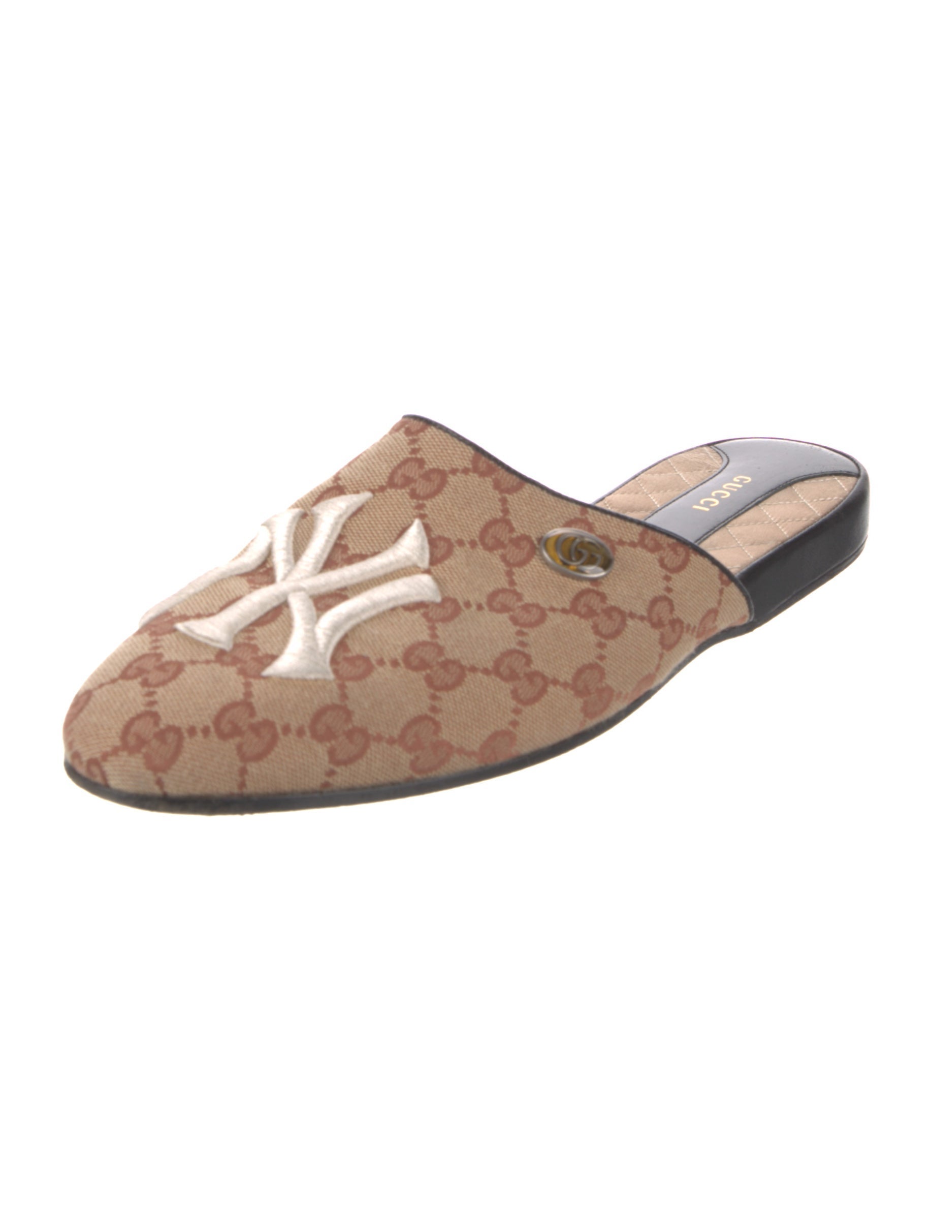 Gucci x New York Yankees GG Canvas Slippers Neutrals Loafers, Shoes