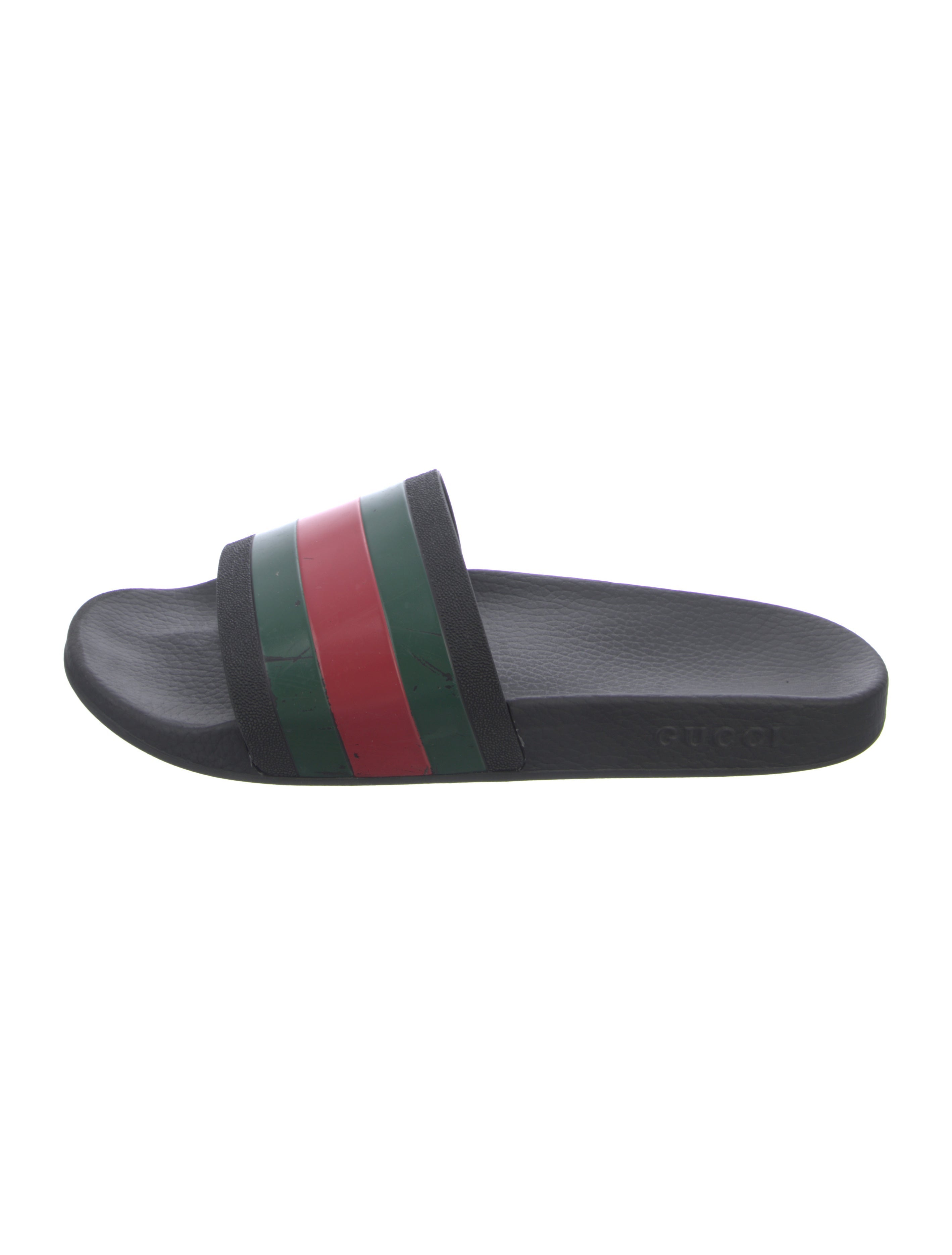 Gucci Striped Slides Black Sandals, Shoes GUC1253426 The RealReal