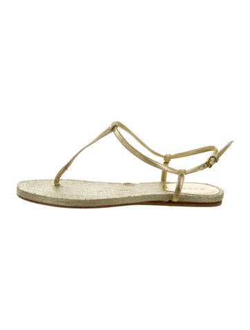 Gucci Metallic T-Strap Sandals