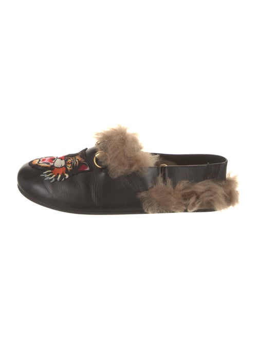 Gucci Leather Graphic Print Slippers