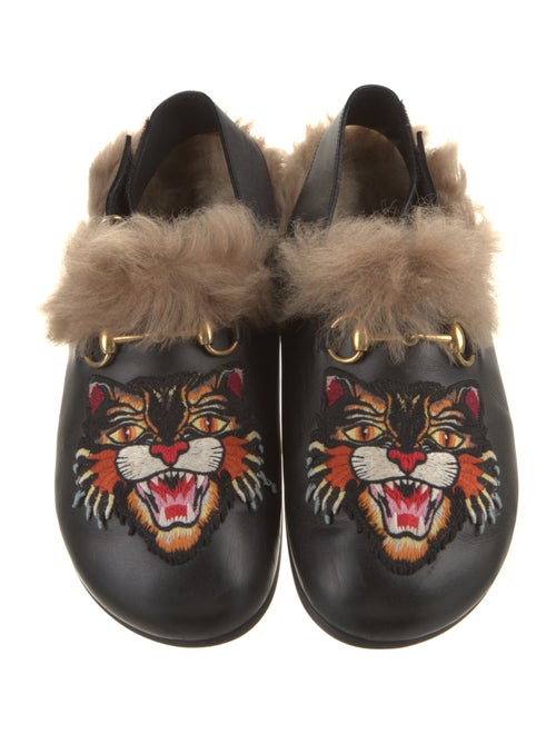 Gucci Leather Graphic Print Slippers