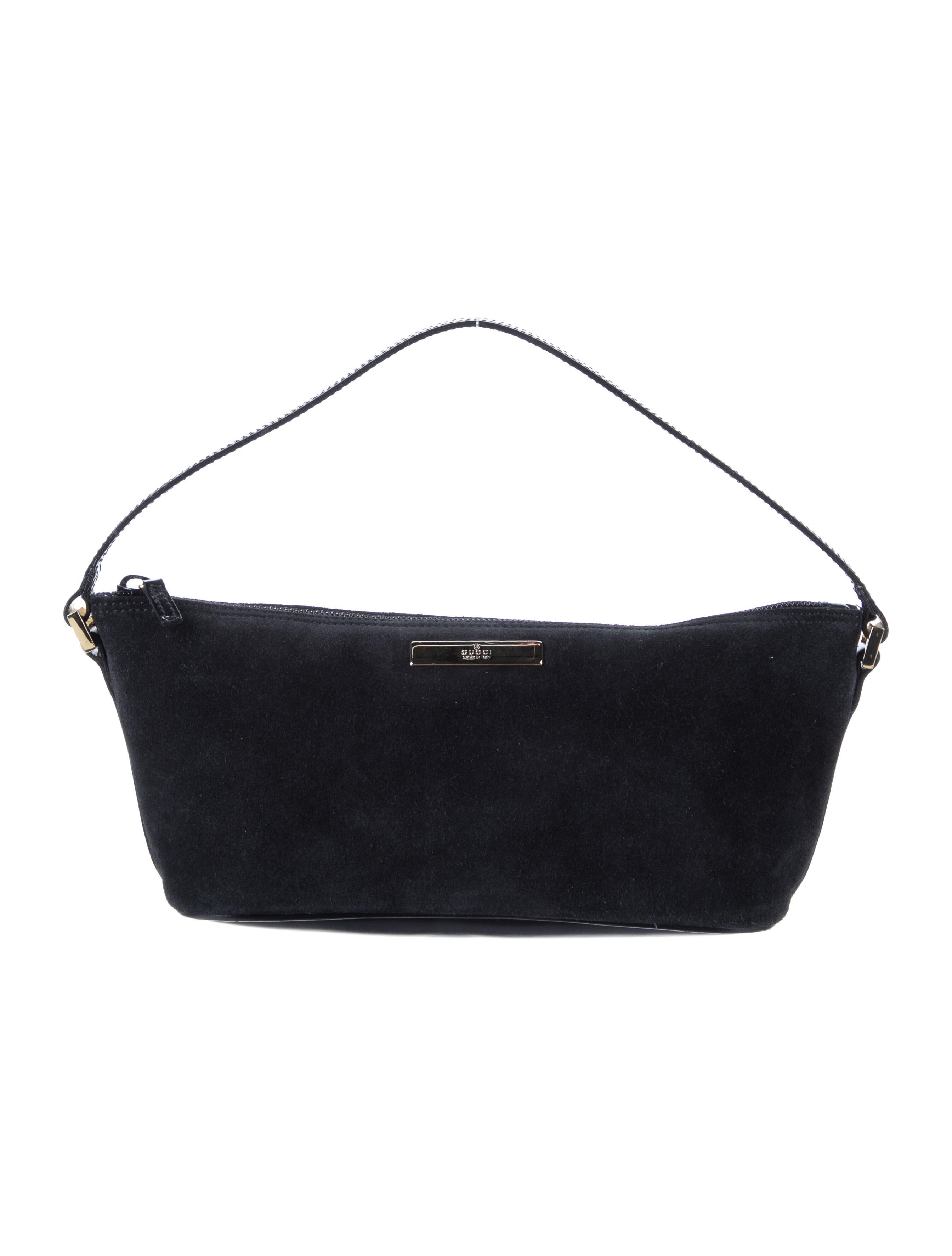 Gucci Suede Boat Pochette Black Handle Bags, Handbags GUC1255504