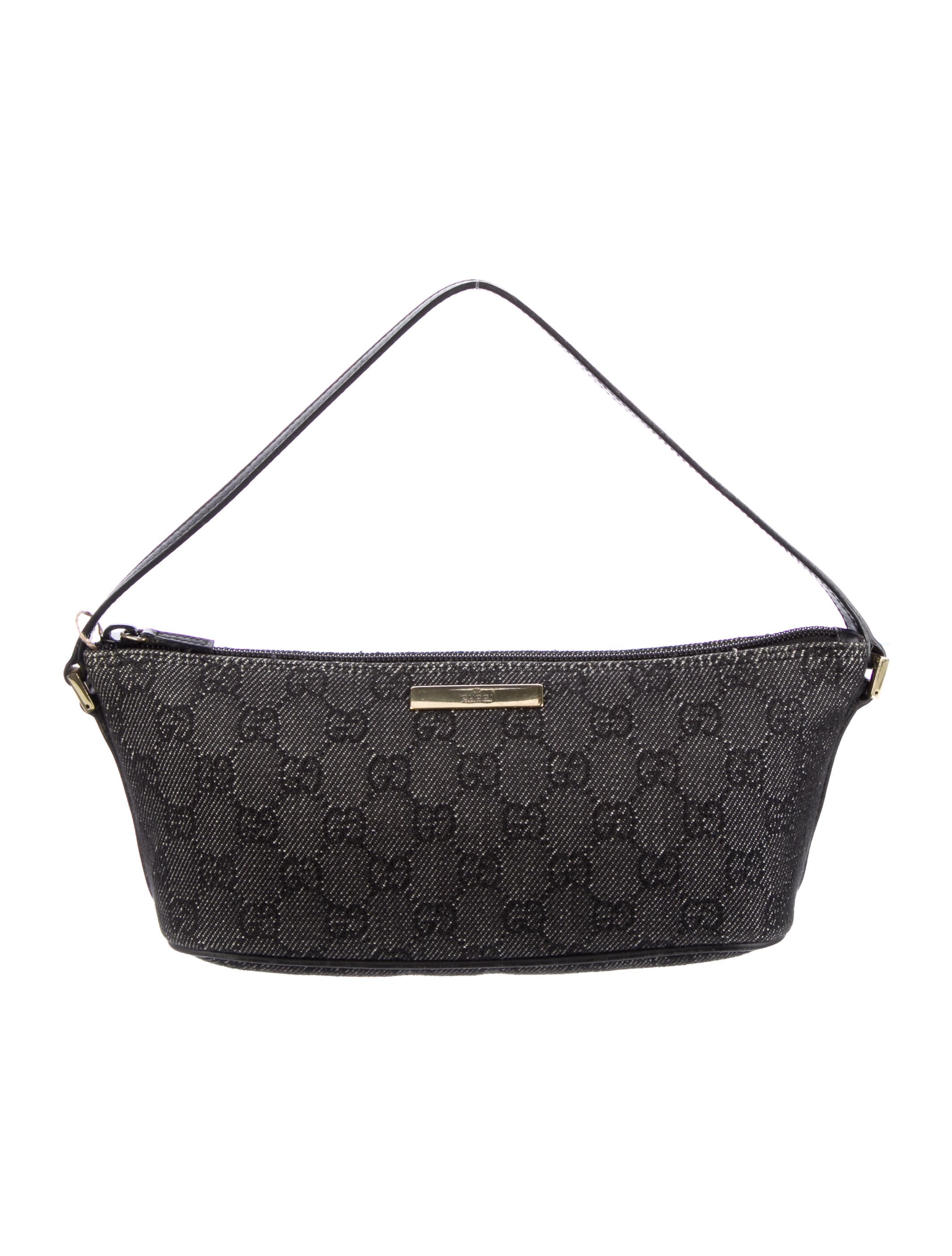 Gucci GG Denim Boat Pochette Black Handle Bags, Handbags GUC1257592
