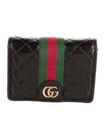 Gucci Quilted GG Marmont Web Accent Wallet