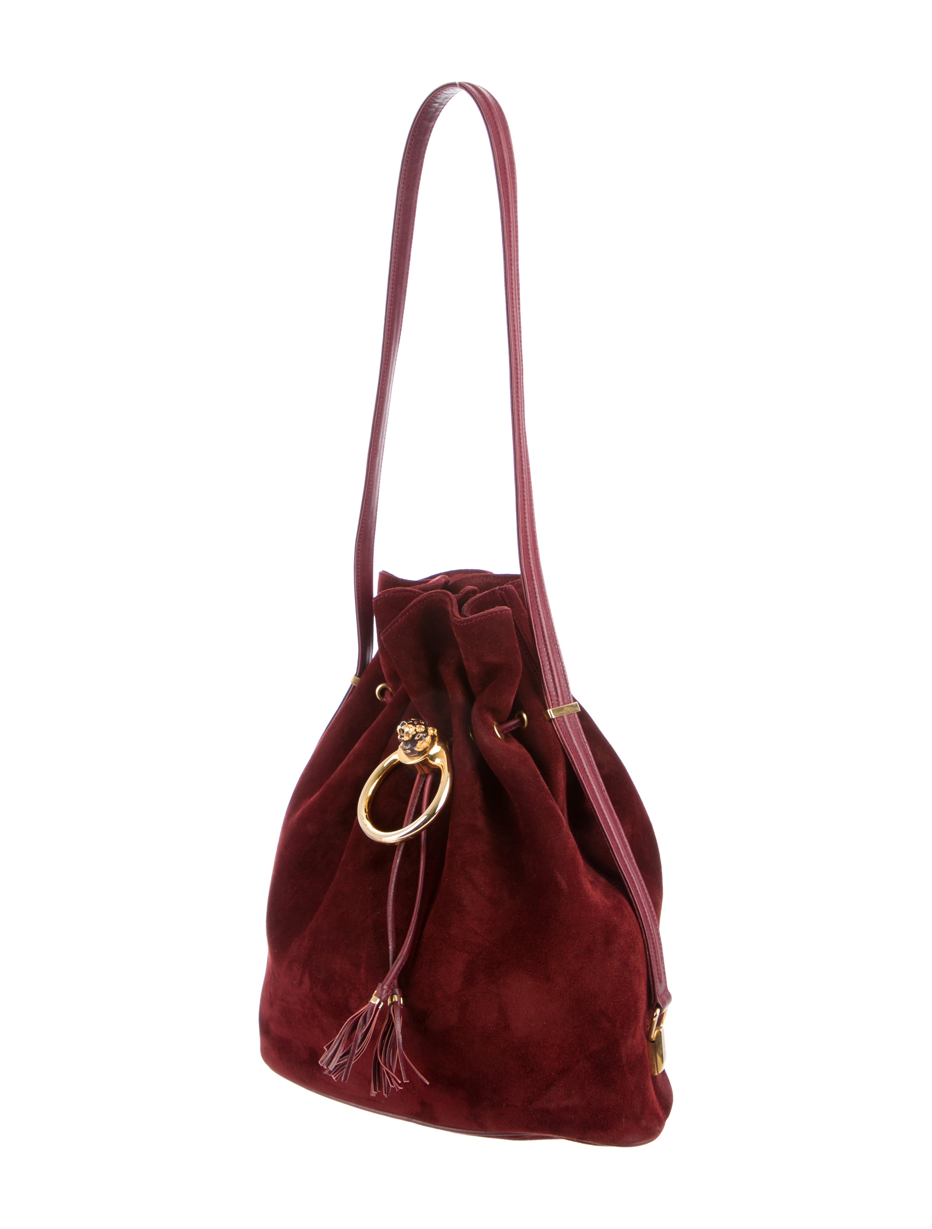 Gucci Suede Animalier Drawstring Bucket Bag Handbags GUC126055