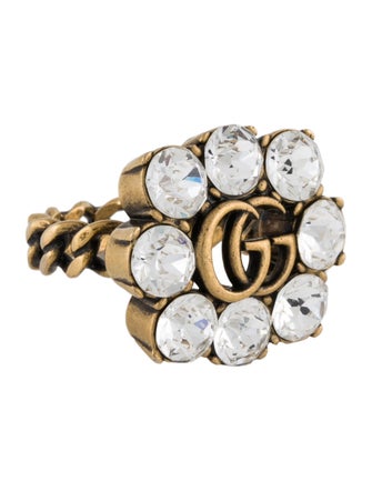 Gucci Crystal Double G Ring