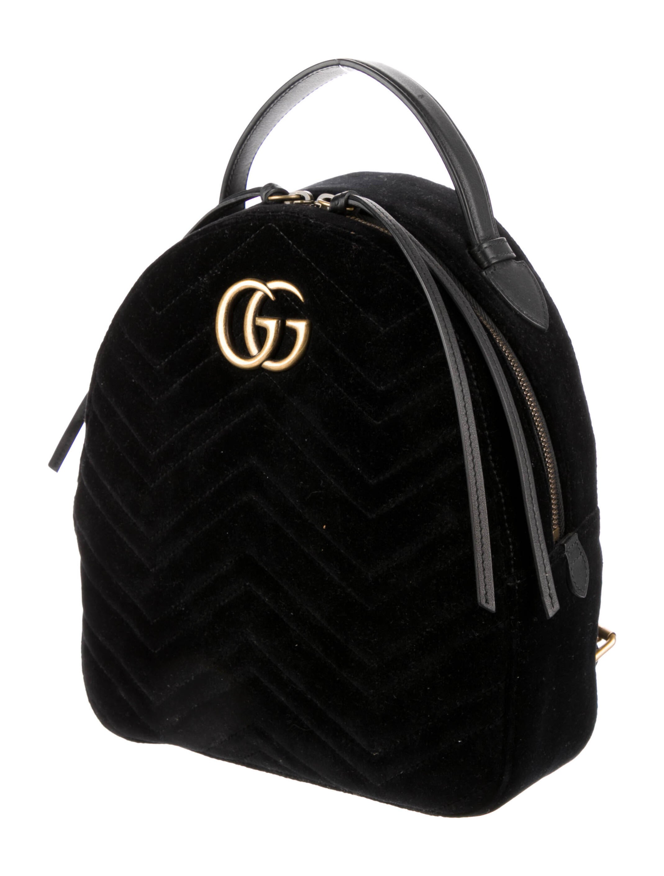 Gucci Velvet GG Marmont Matelassé Backpack Blue Backpacks, Handbags
