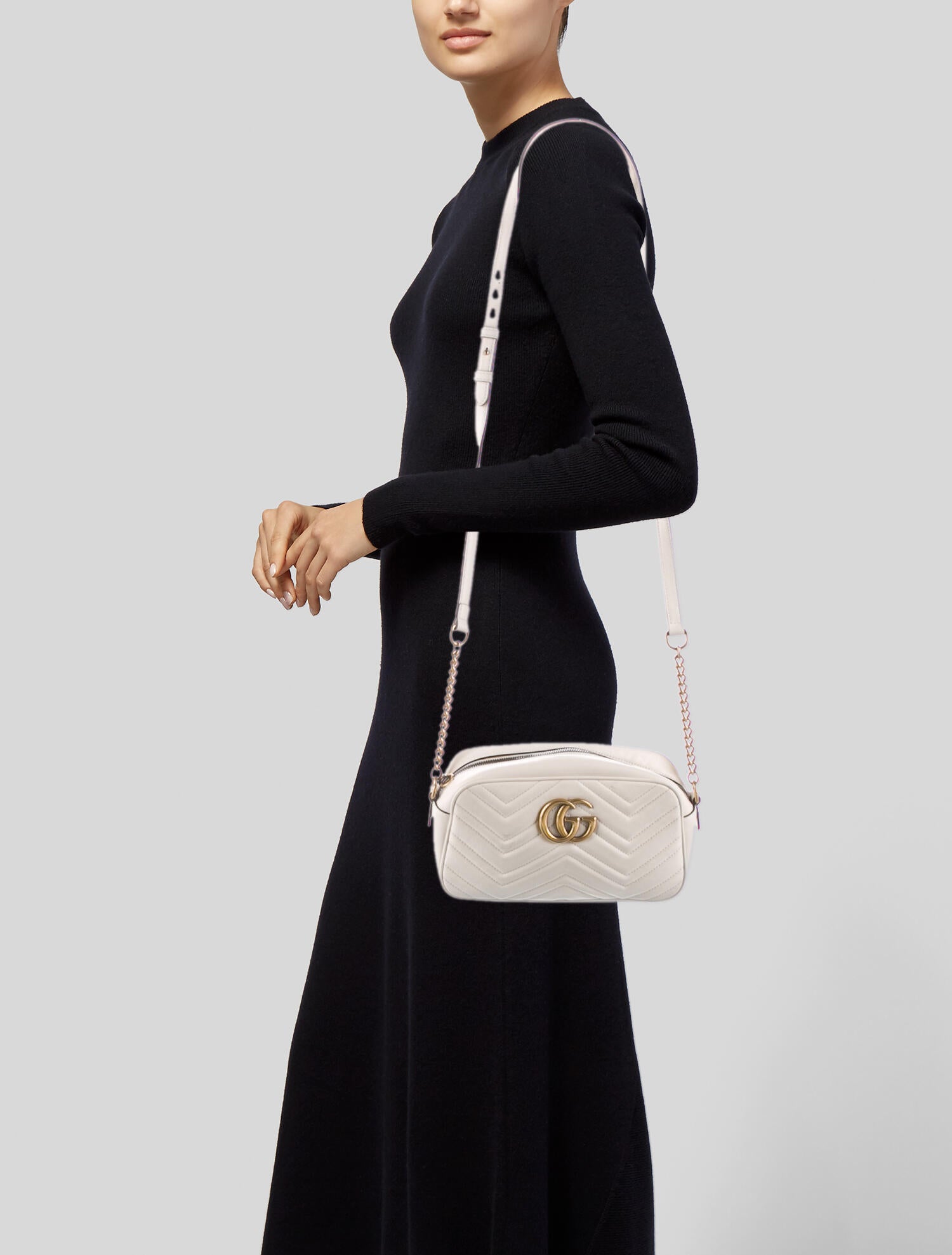 Gucci Small GG Marmont Matelassé Camera Bag White Shoulder Bags