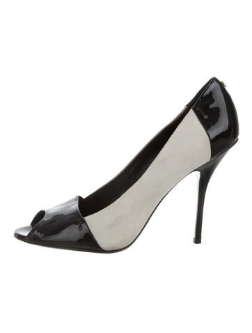 Gucci Suede Peep-Toe Pumps