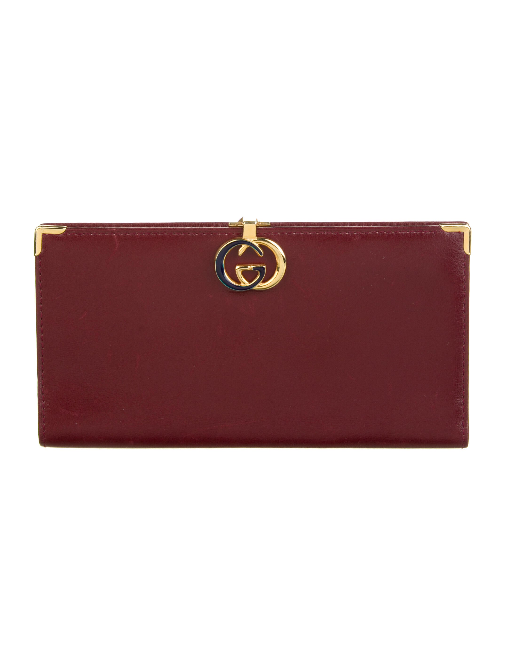 Gucci Vintage Interlocking G Logo Bifold Wallet Burgundy Wallets