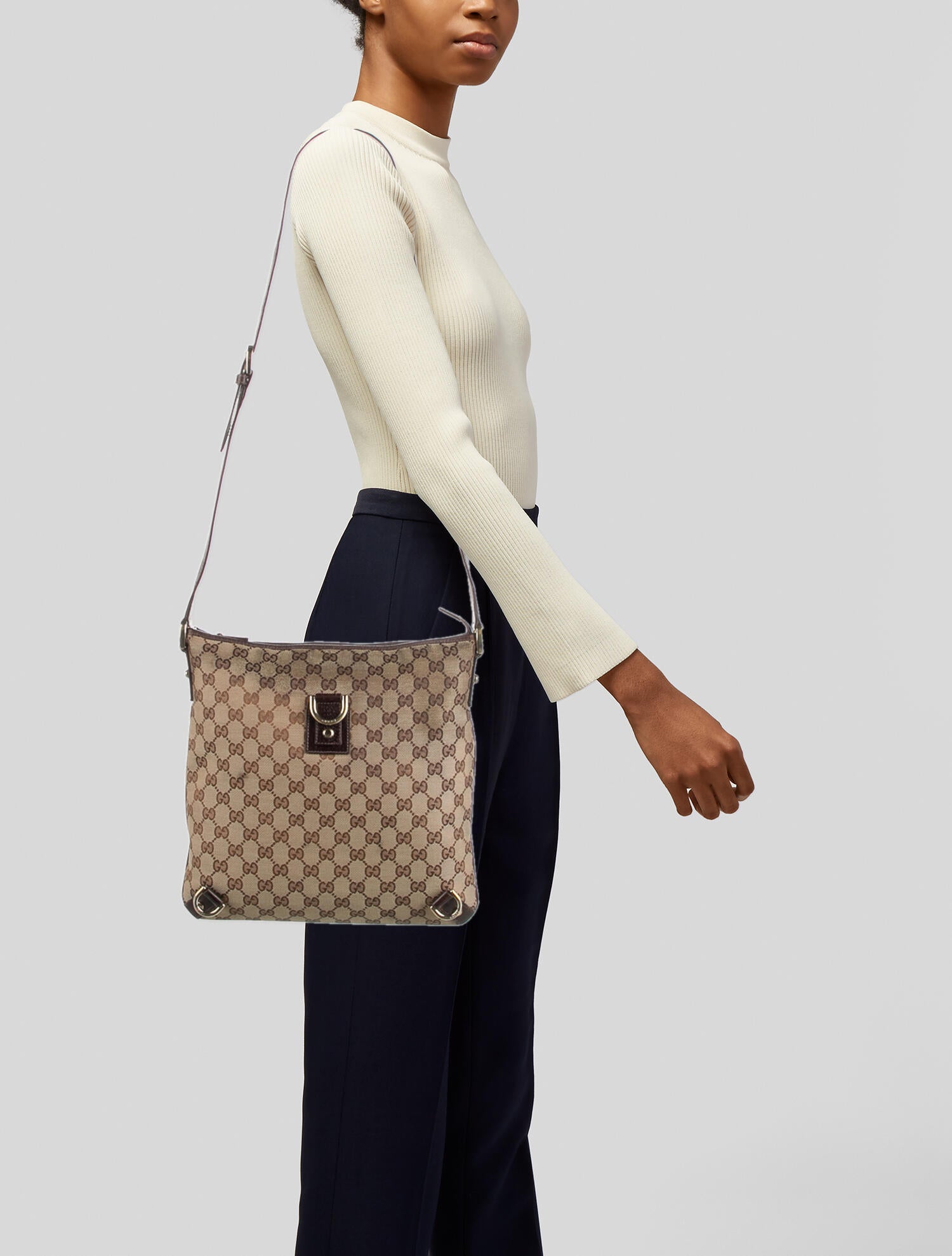 Gucci GG Canvas Abbey Messenger Bag Brown Crossbody Bags, Handbags GUC1274905 The RealReal