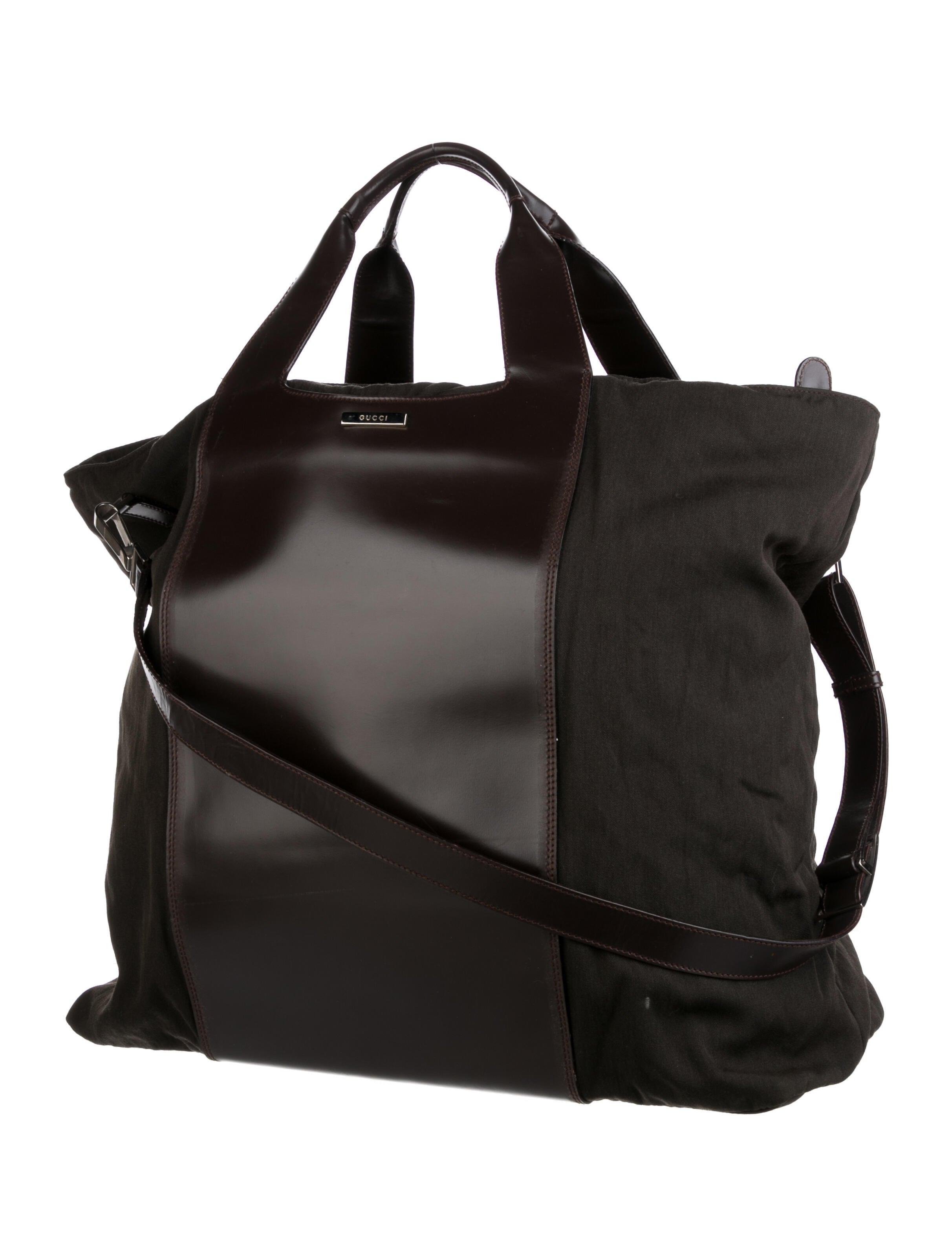 Gucci LeatherTrimmed Convertible Tote Bag Brown Totes, Handbags