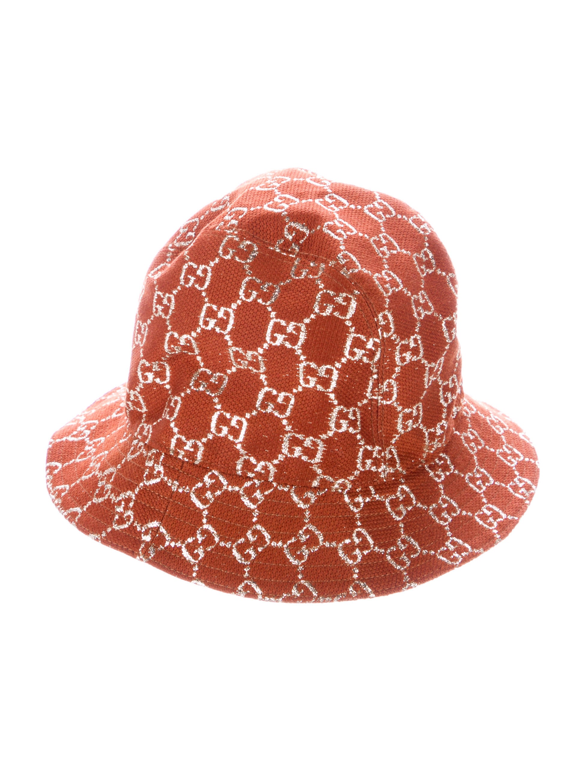 Gucci GG Monogram Lamé Bucket Hat Brown Hats, Accessories