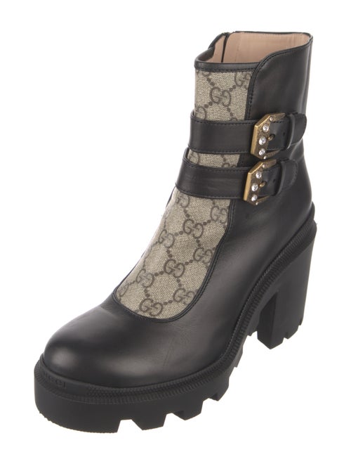 Gucci GG Supreme Crystal Embellishments Combat Boots