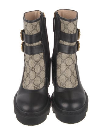 Gucci GG Supreme Crystal Embellishments Combat Boots