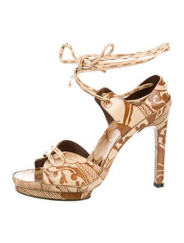 Gucci Patterned Leather Platform Sandals