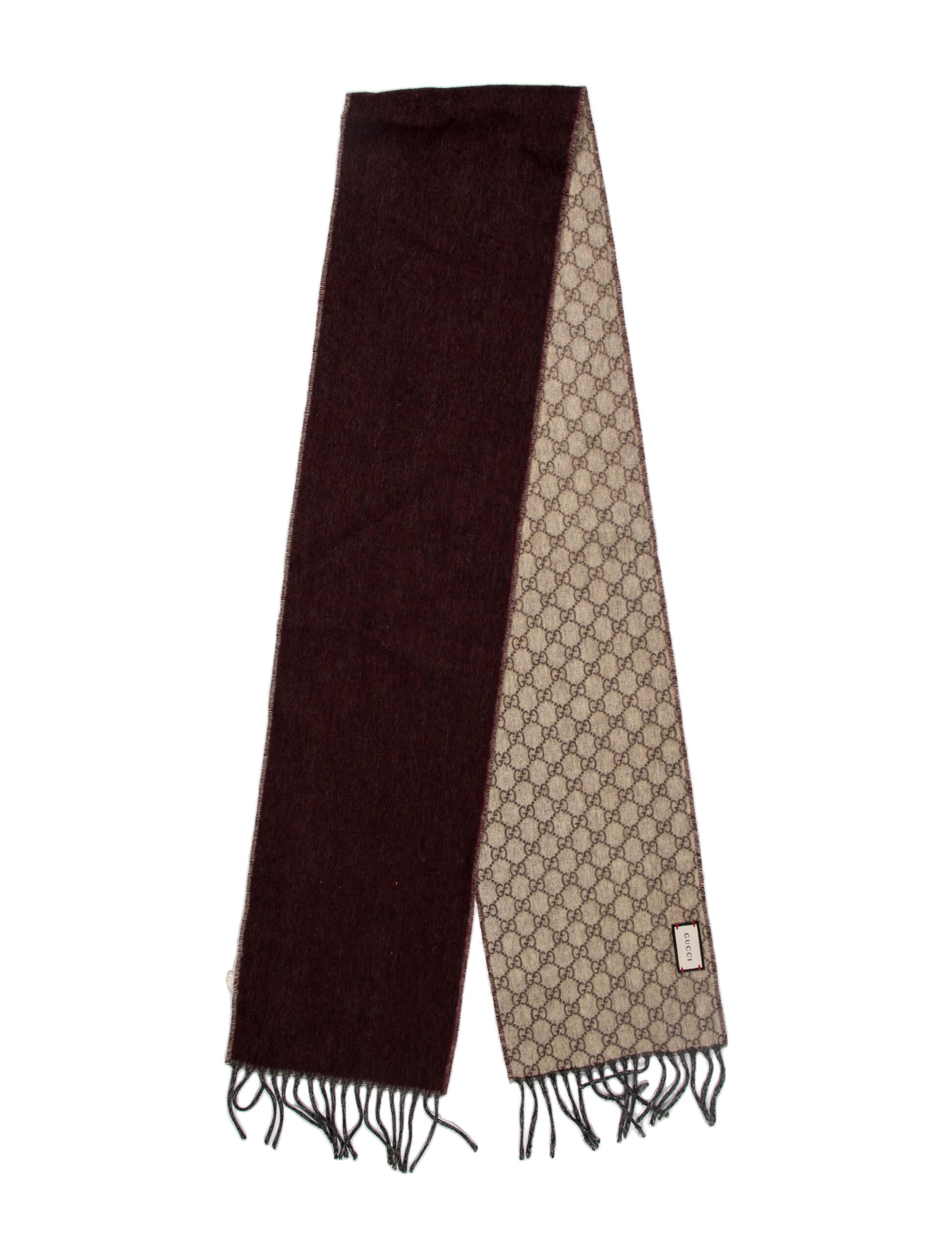 Gucci Wool Printed Scarf Burgundy Scarves and Shawls, Accessories