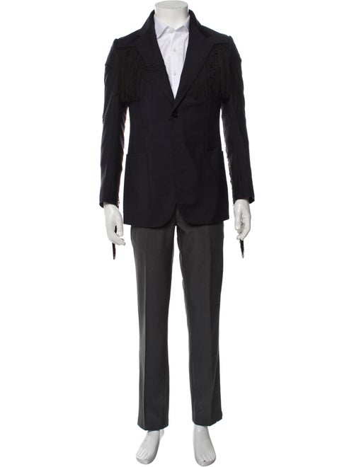 Gucci Mohair Fringe Trim Accent Blazer