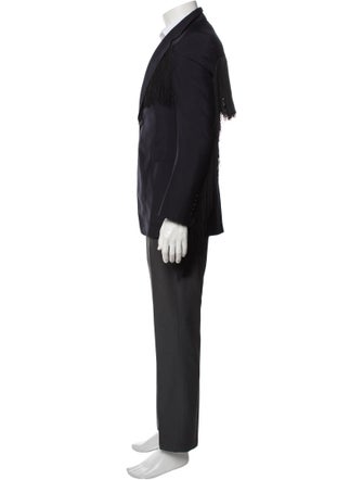 Gucci Mohair Fringe Trim Accent Blazer