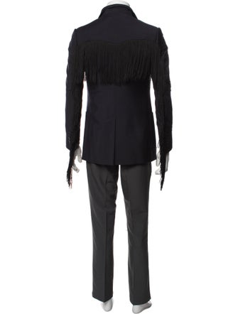 Gucci Mohair Fringe Trim Accent Blazer
