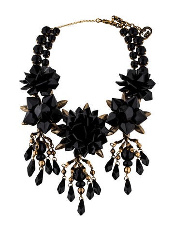 Gucci Crystal & Resin Floral Statement Necklace