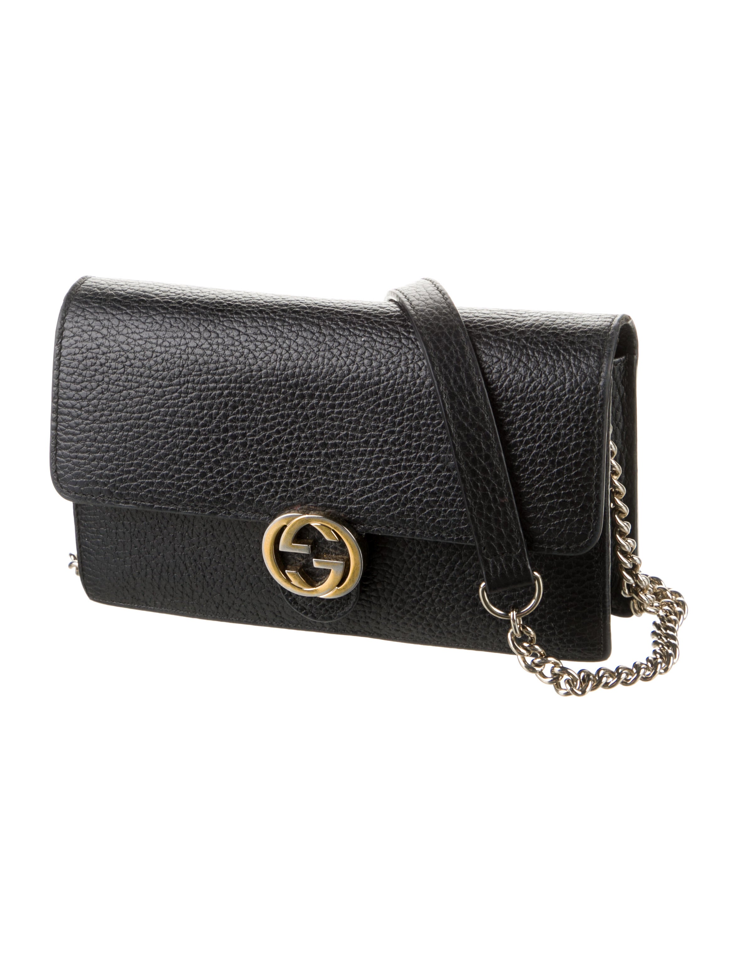 Gucci Dollar Interlocking G Wallet on Chain Black Crossbody Bags, Handbags GUC1289654 The