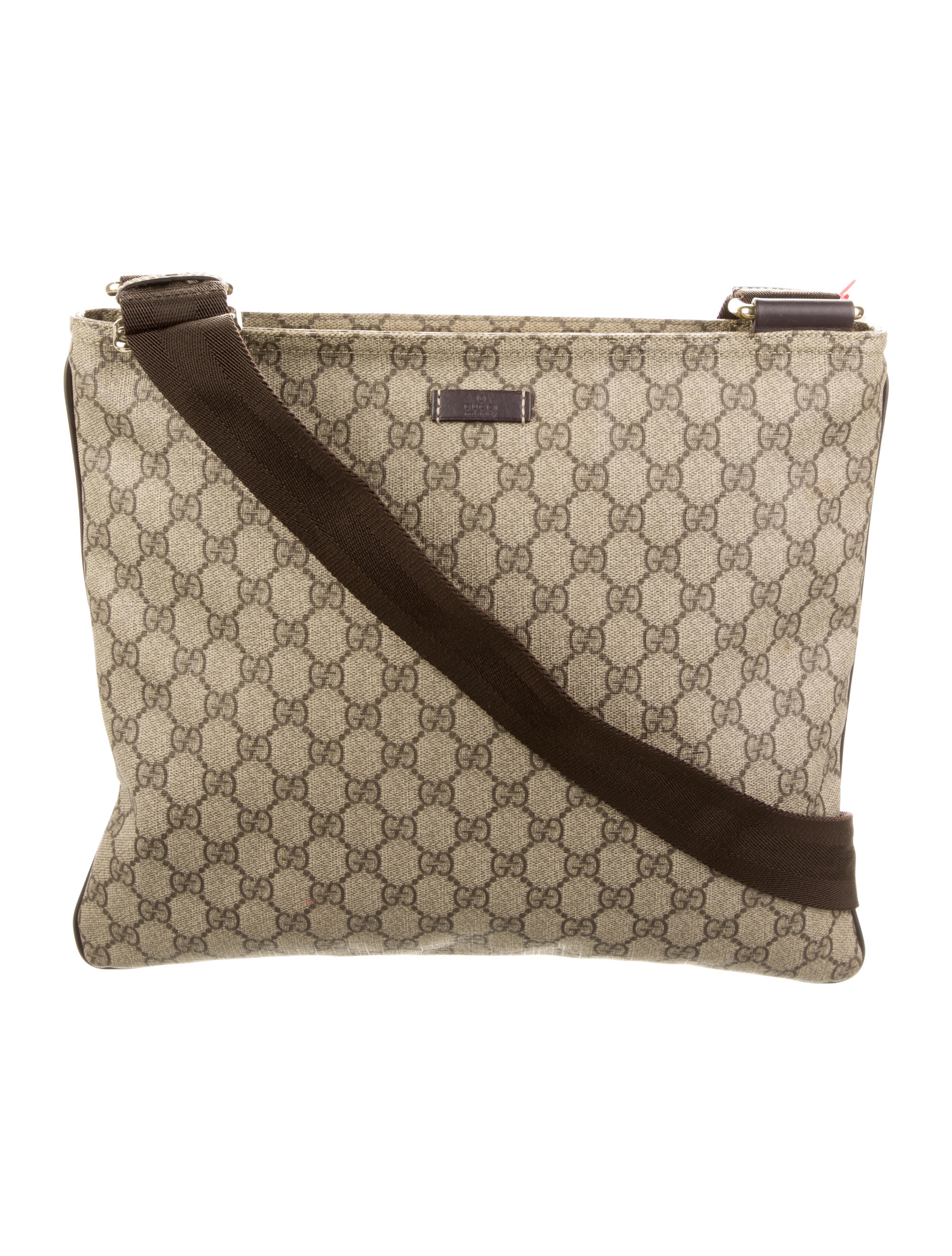 Gucci GG Supreme Flat Messenger Bag Neutrals Shoulder Bags, Handbags