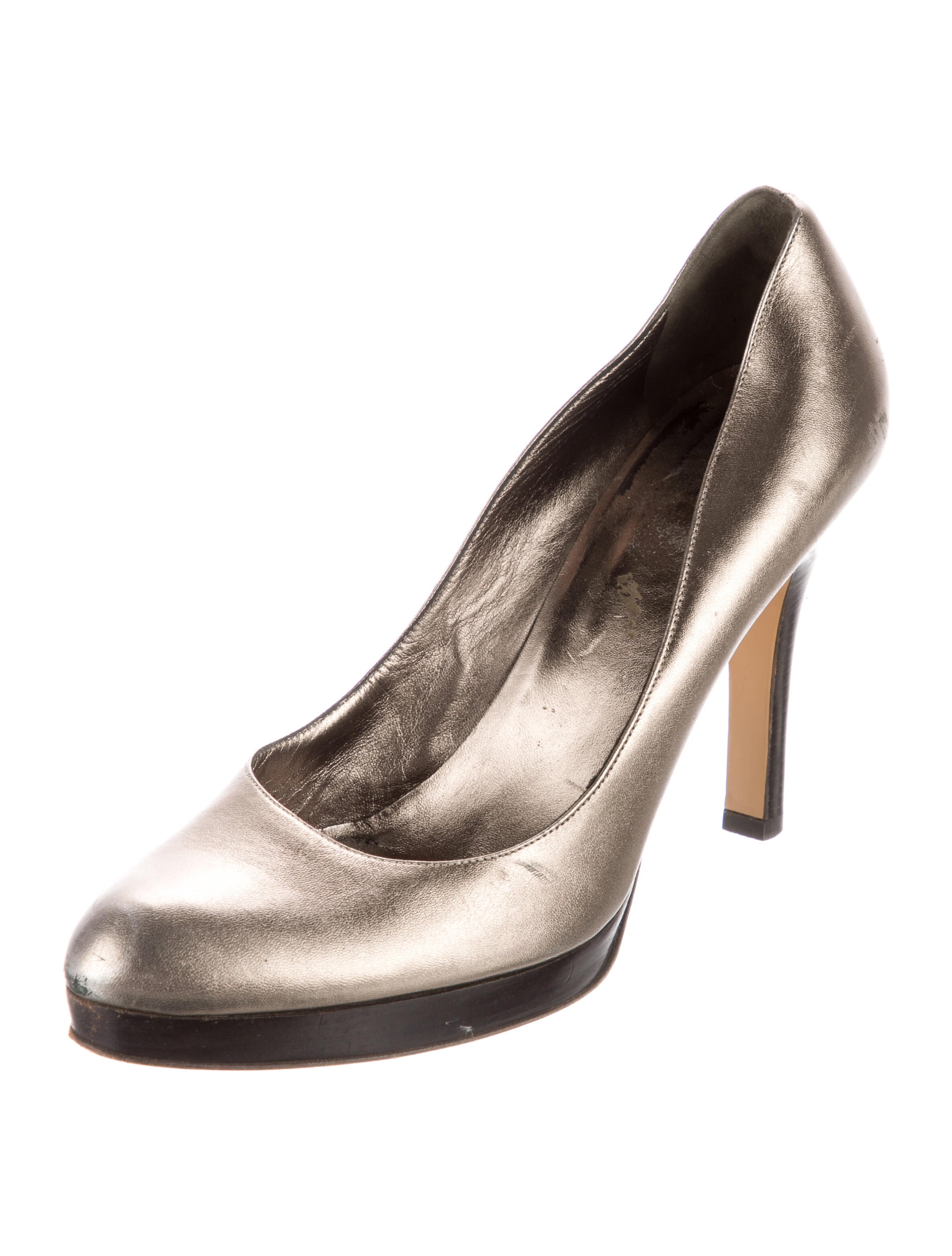 Gucci Lisbeth Leather Pumps Silver Pumps, Shoes GUC1298376 The