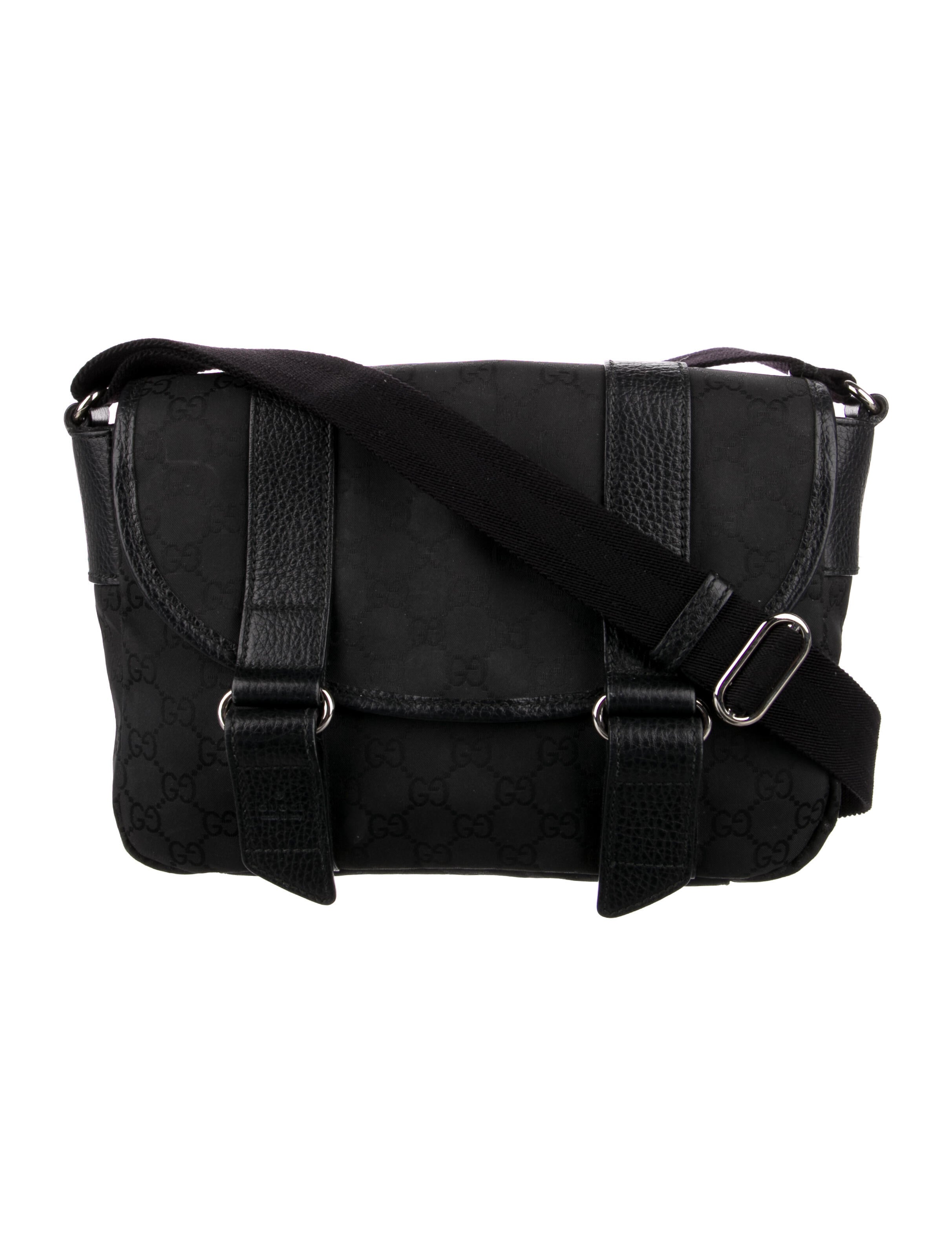 Gucci GG Nylon Messenger Bag Black Crossbody Bags, Handbags
