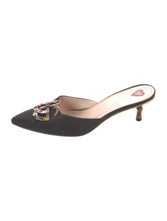Gucci Double G Logo Crystal Embellishments Mules