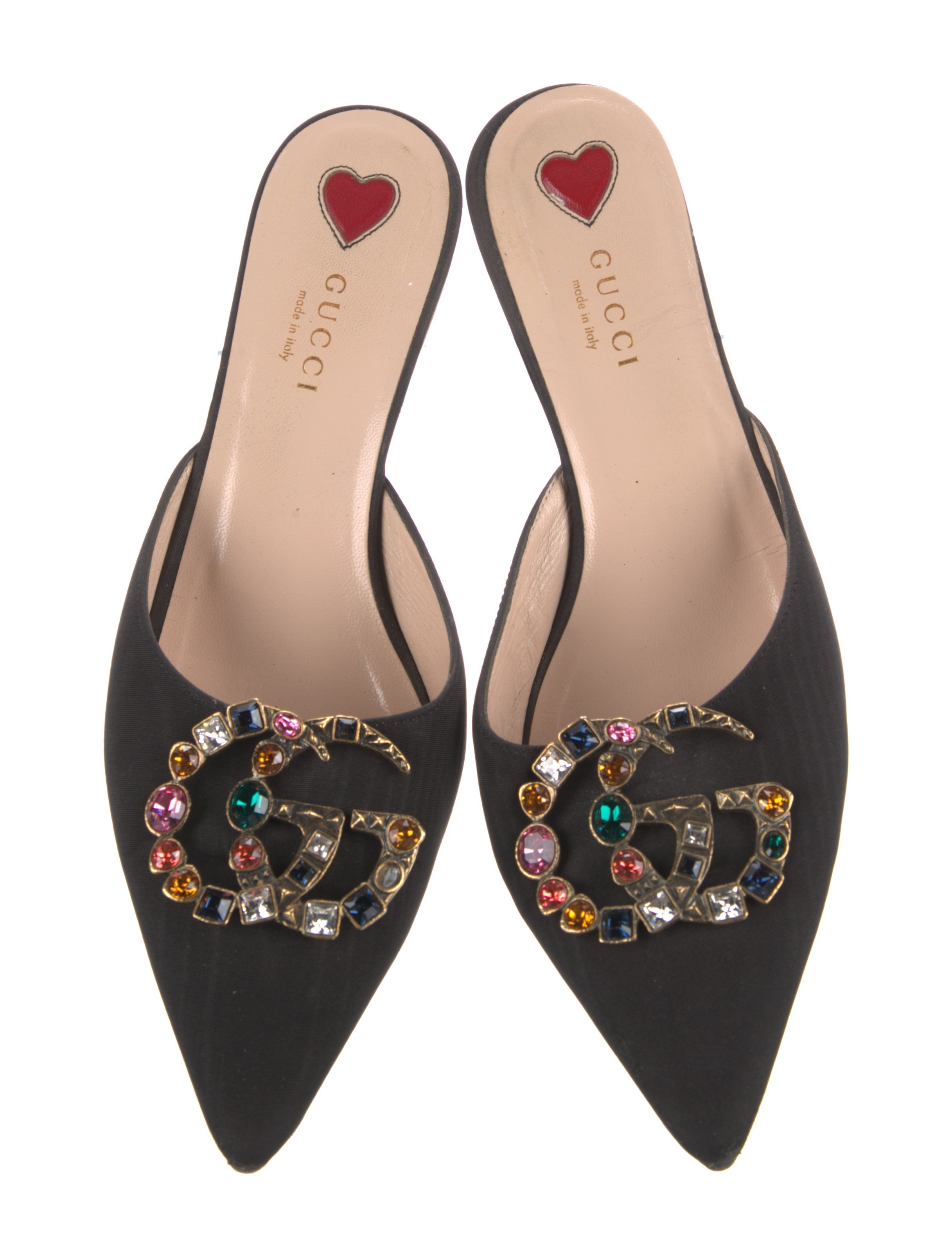 Gucci Double G Logo Crystal Embellishments Mules