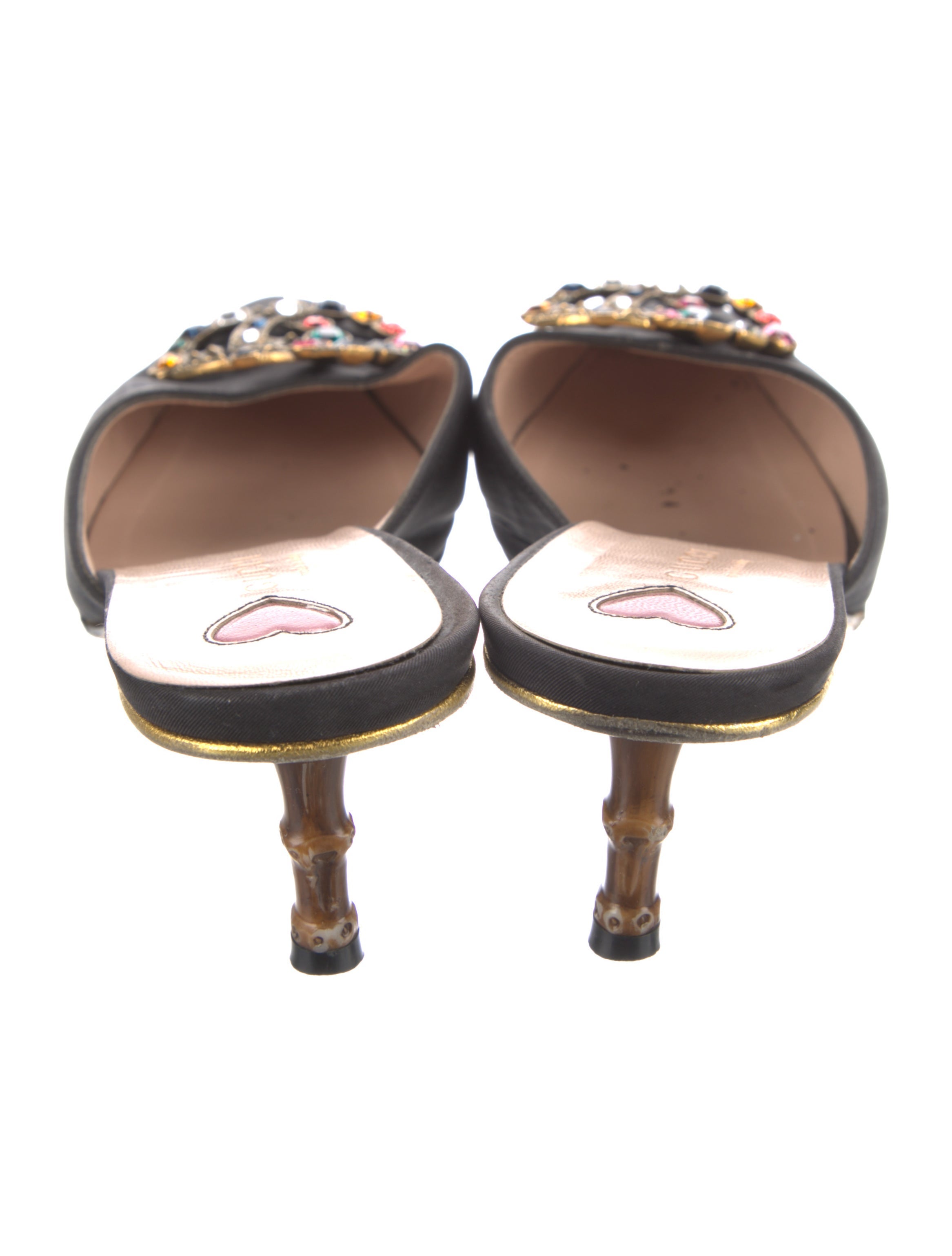 Gucci Double G Logo Crystal Embellishments Mules
