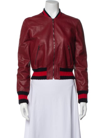 Gucci Dragonfly Leather Bomber Jacket