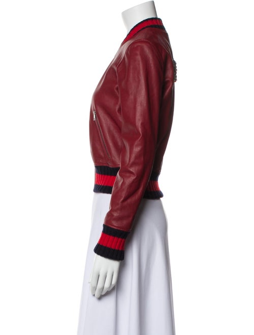 Gucci Dragonfly Leather Bomber Jacket