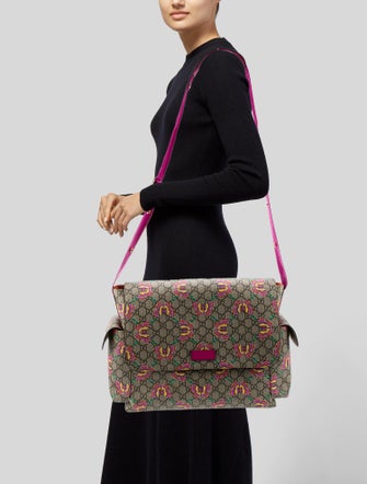 Gucci GG Supreme Canvas Butterfly Diaper Bag w/ Changing Pad
