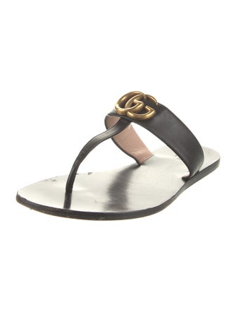 Gucci Double G Logo Leather Slides