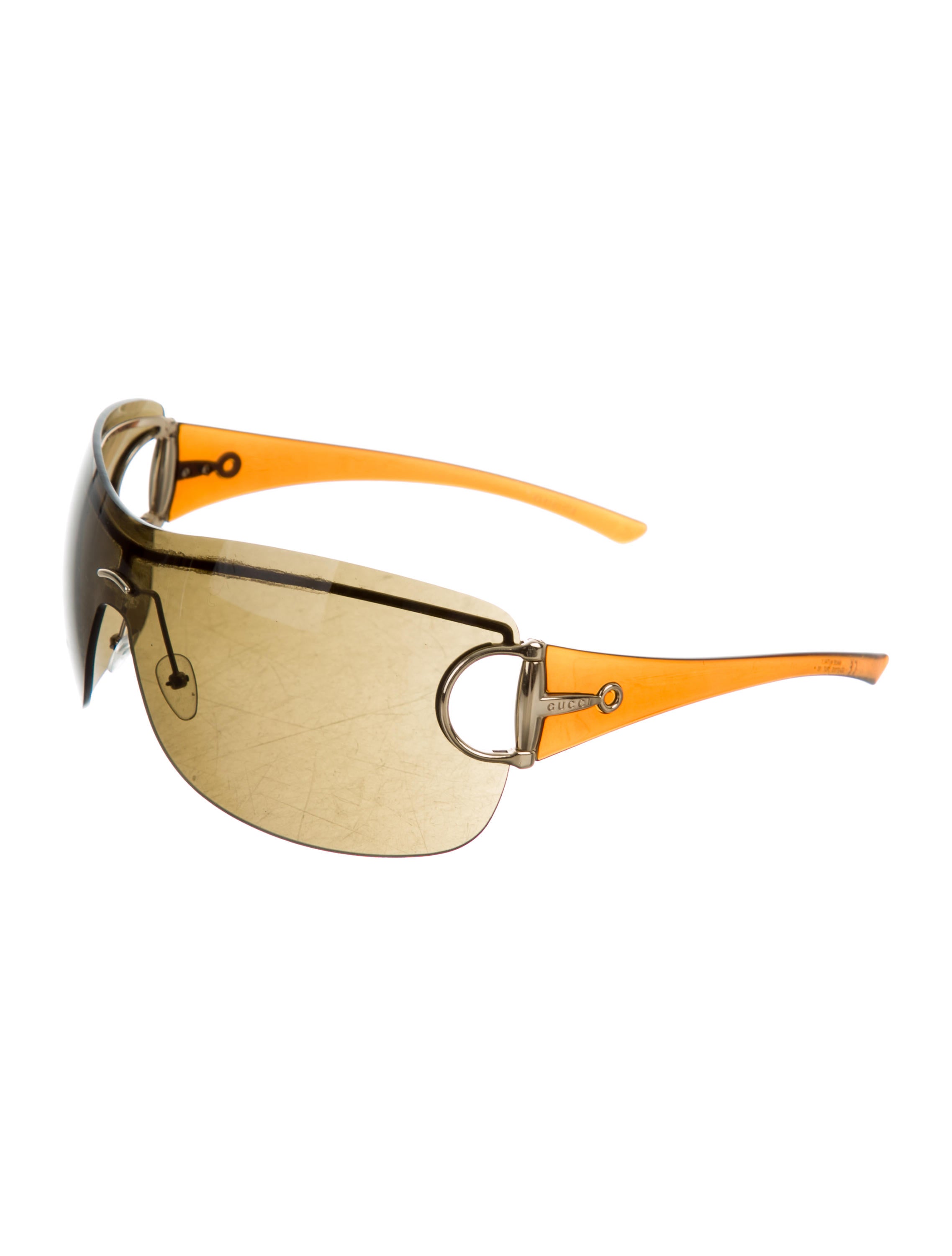 Gucci Horsebit Shield Sunglasses - Brown Sunglasses, Accessories - GUC133322 | The RealReal