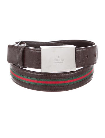 Gucci Leather Web Belt
