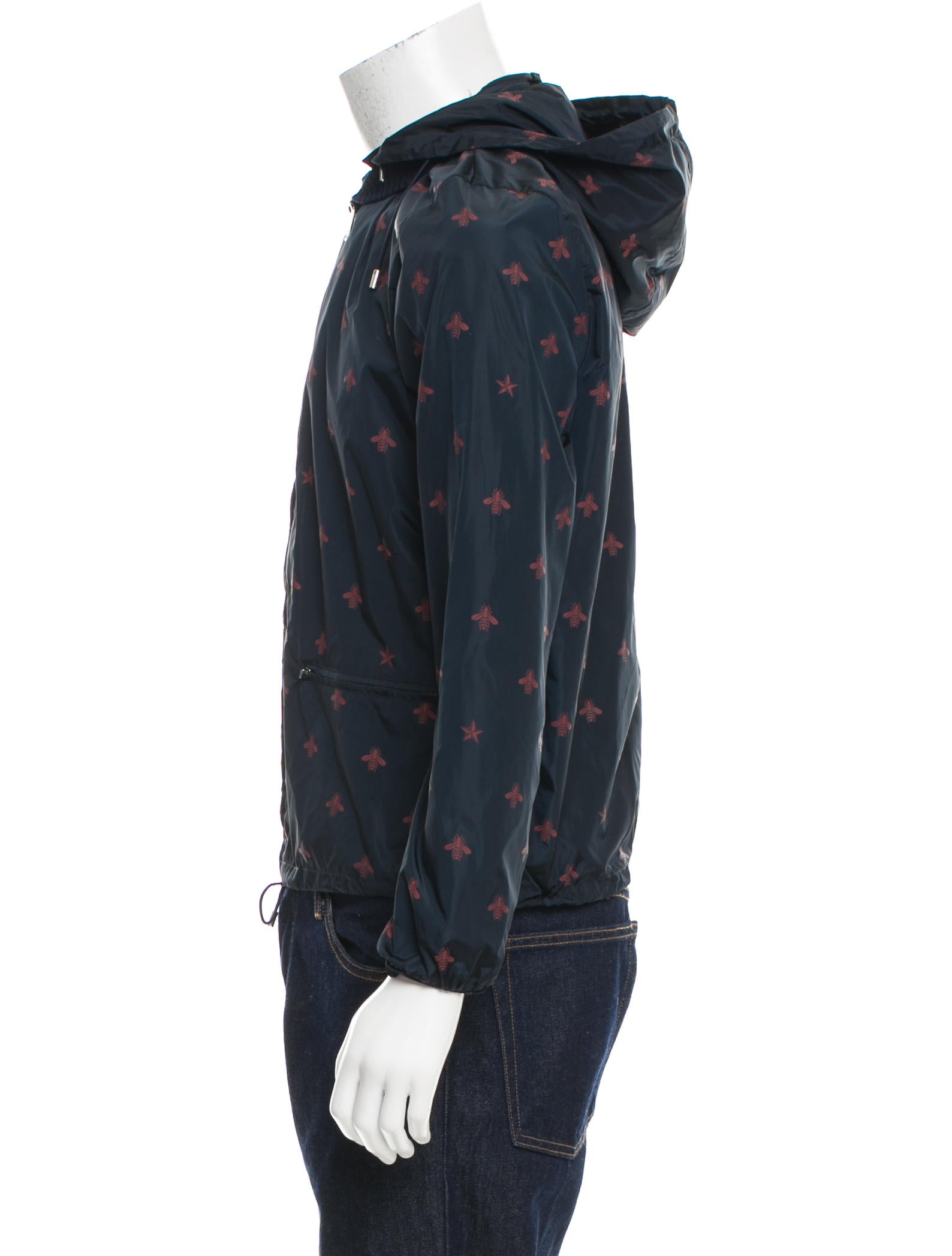 Gucci Insect Print Rain Jacket Blue Outerwear, Clothing GUC134283