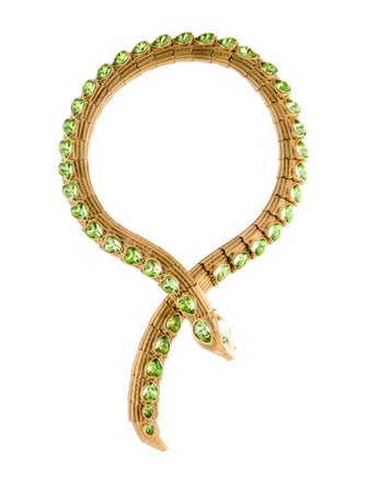 Gucci Crystal Heart Articulated Snake Necklace